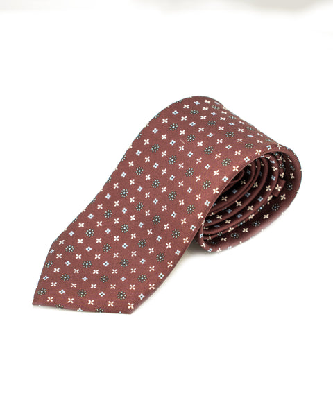 7 Fold Red Silk Tie