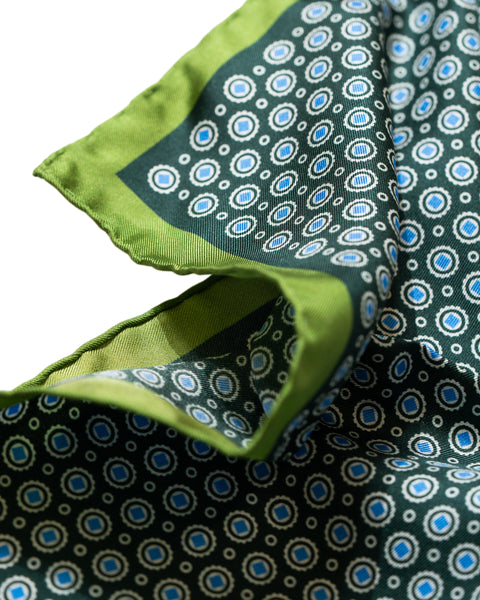 Pochette in seta Verde con Fantasia
