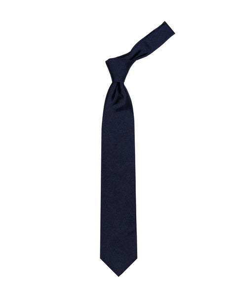 Cravatta 3 Pieghe tinta unita in seta Blu Navy