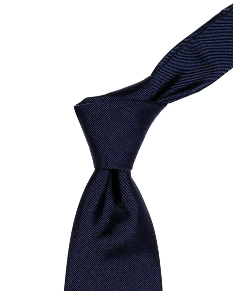 Cravatta 3 Pieghe tinta unita in seta Blu Navy