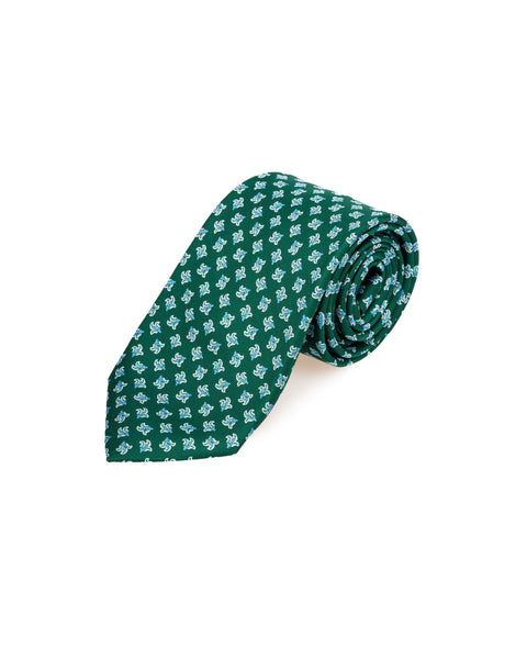 7 Fold Silk Tie Green