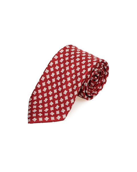 7 Fold Red Silk Tie