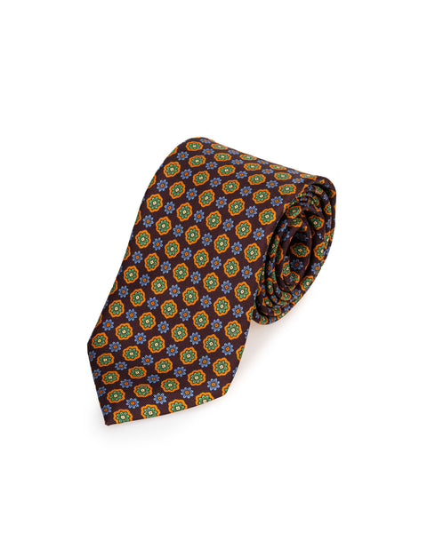 7 Fold Silk Tie Brown