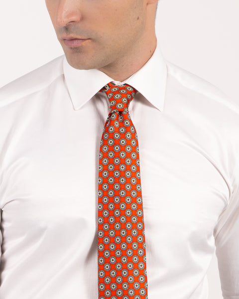 7 Fold Silk Tie Orange