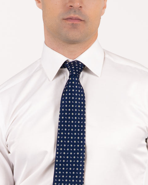 7 Fold Silk Tie Blue