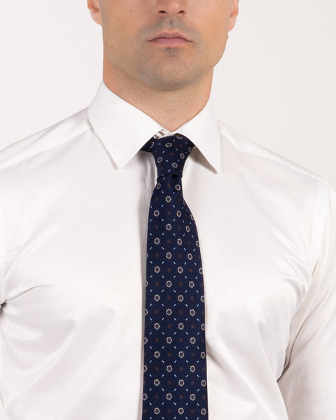 7 Fold Silk Tie Blue