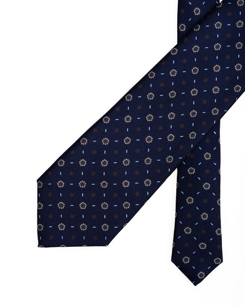 7 Fold Silk Tie Blue
