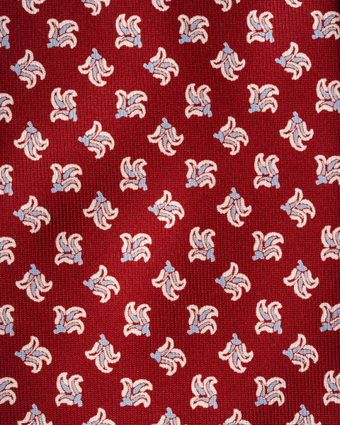 7 Fold Red Silk Tie