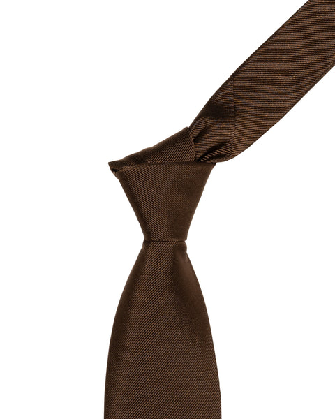 Classic Solid Color Silk Tie Brown