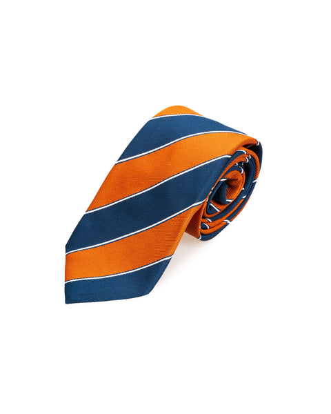 Orange and Blue Silk Regimental Tie