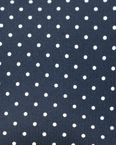 Cravatta 7 Pieghe Pois in seta Blu Notte