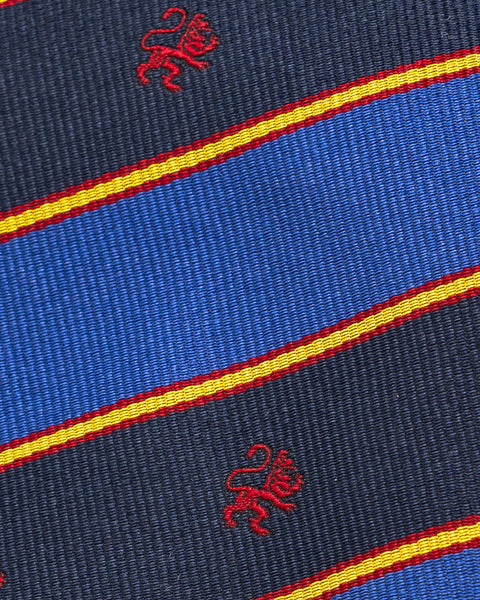 Cravatta 3 Pieghe Signature Regimental in seta Blu e Blu Cina