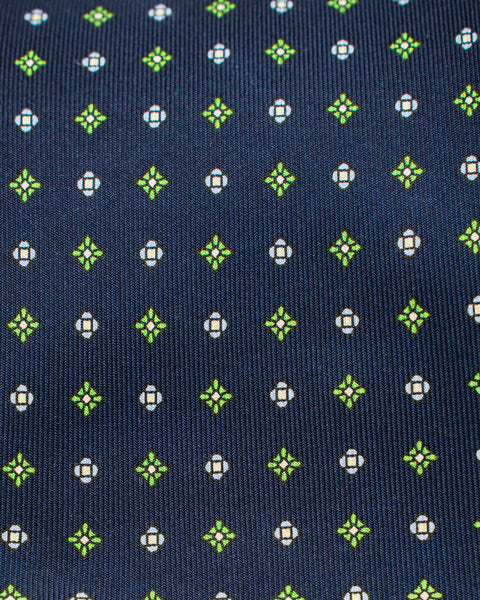 Cravatta 7 Pieghe Pois in seta Blu Oltremare