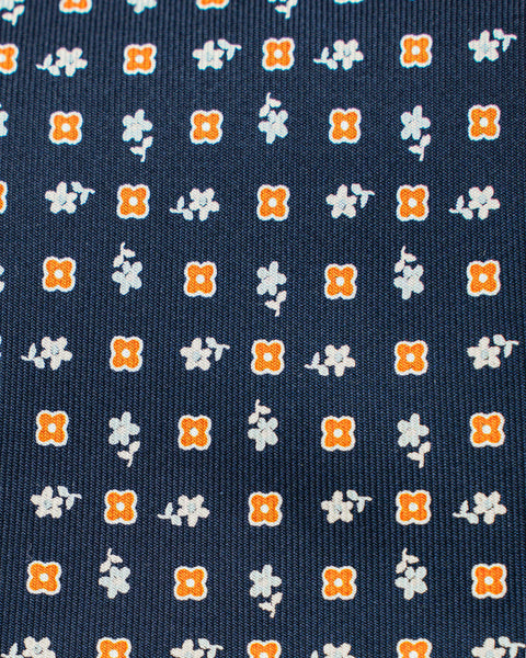 Cravatta 7 Pieghe Pois in seta Blu Oltremare