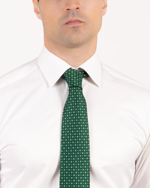 7 Fold Silk Tie English Green