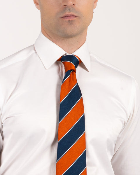 Orange and Blue Silk Regimental Tie