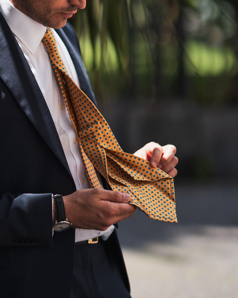 7 Fold Silk Tie Midnight Blue