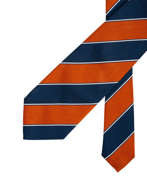 Orange and Blue Silk Regimental Tie