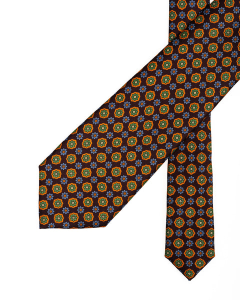 7 Fold Silk Tie Brown