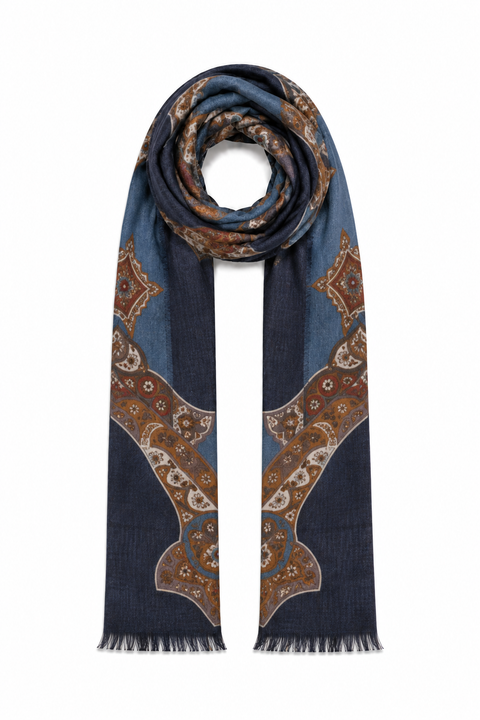 Sciarpa Paisley Blu e Terracotta
